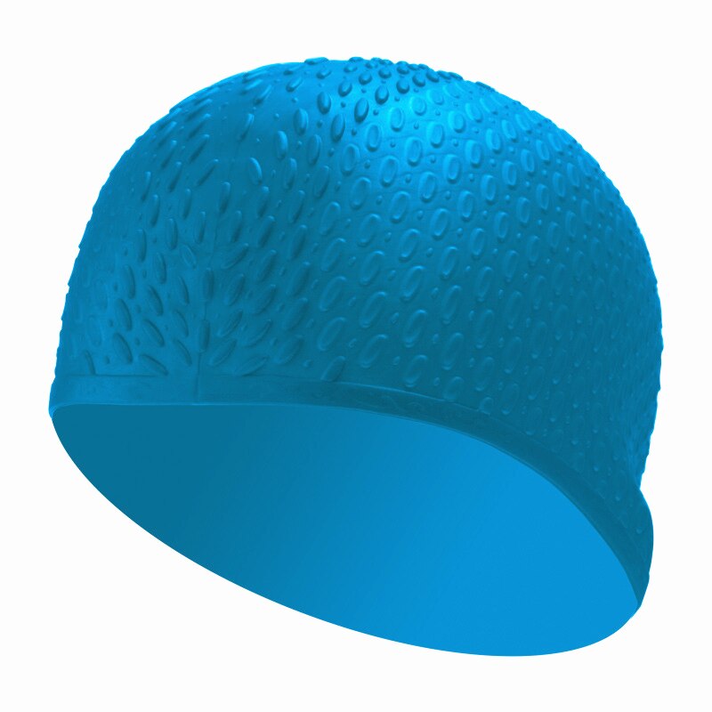 Silicone Waterproof Swimming Caps Protect Ears Long Hair Sports Swim Pool Hat Swimming Cap Free size for Men & Women Adults: Blue