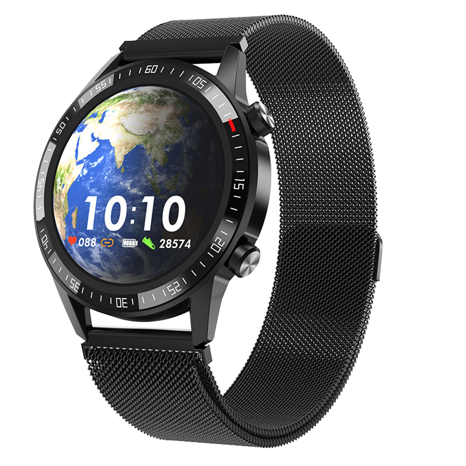 IP67 Waterproof Smart Watch Fitness Tracker Smart Bracelet Heart Rate Blood Pressure Health Monitor BT Bracelet Smartwatch Men: Black Steel Strap