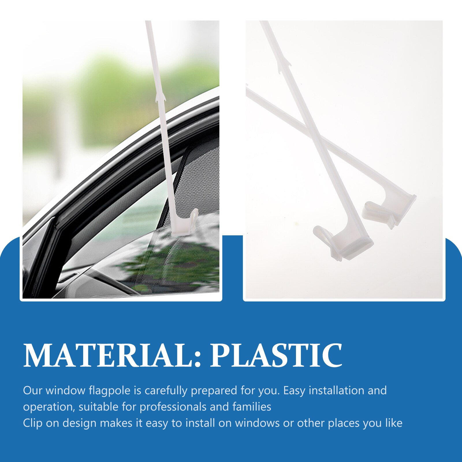 10Pcs Car Window Flagpoles Decor Car Flag Pole Car Logo Window Clip Without Flag