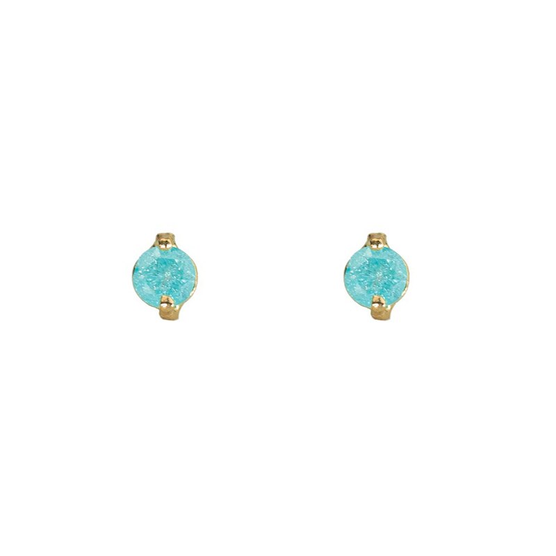 ROXI Simple Small Round Stud Earrings for Women Blue Crystals Wedding Piercing Earring Cartilage 925 Sterling Silver Orecchini: gold