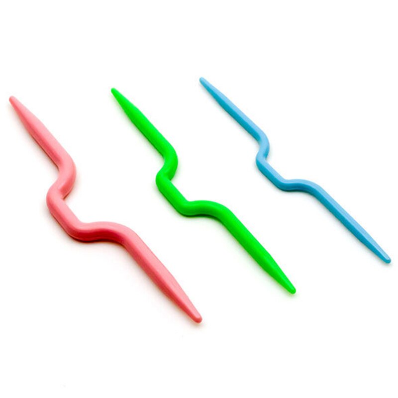3 Size Plastic Crochet Hook Knitting Needles Sweater Muffler Weaving tools Crooked Twist Curved needle Craft DIY Tool MXZ13