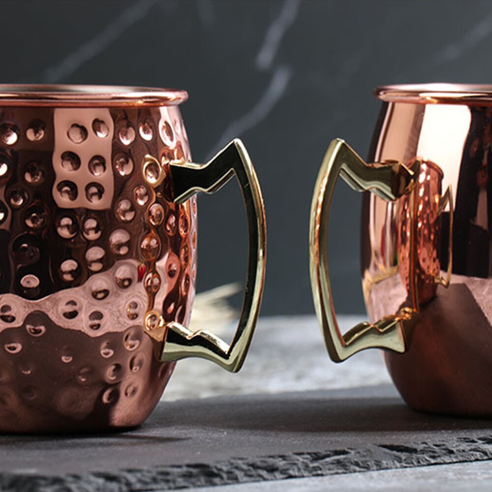 530ml 18 Ounces Hammered Copper Plated Moscow Mule Mug Beer Cup Coffee Cup Mug Copper Plated canecas mugs travel mug