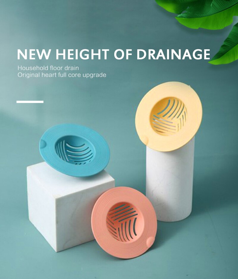 Kitchen Sink Drain Filter Silicone Wheat Straw Filter Mat Bathroom Hair Catcher Stopper Trapper Drain Hole Filter Colanders Tool