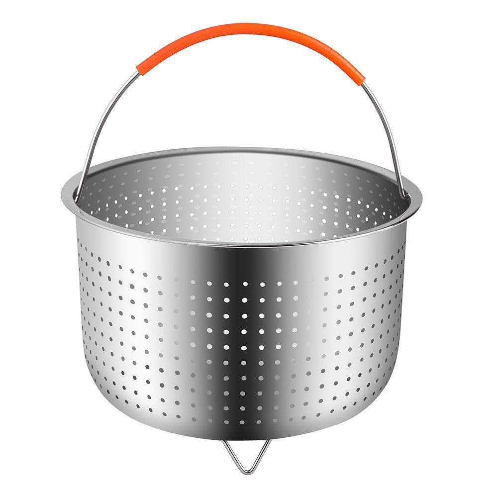Køkken 304 rustfri stål steamer indsats kurv damper til 6 quart trykkoger med silikone dækket håndtag: Default Title