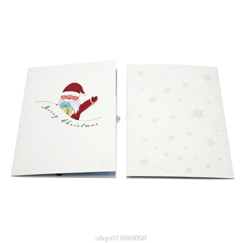 3D Muzyka pop w górę święty mikołaj kartki z życzeniami pocztówki zaproszenia z kopertą na prezenty dla dzieci N19 20 Dropshipping