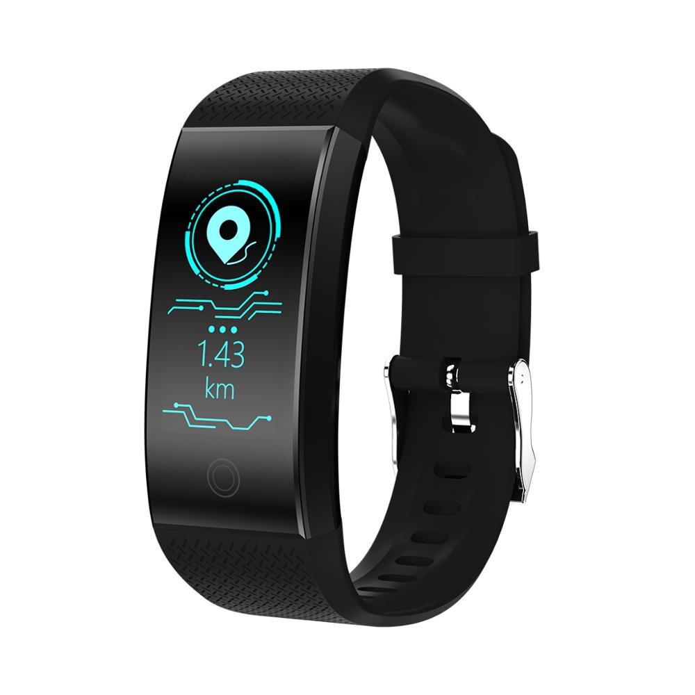 Smart watch  qw18 ip68 vandtæt smartband puls søvnmåler sports passometer fitness tracker bluetooth smartwatch: Sort