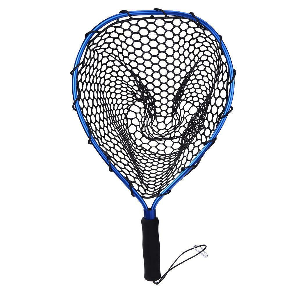 Fishing Net Aluminum Pole Retractable Telescoping Foldable Landing Rubber Net MCK99: Blue