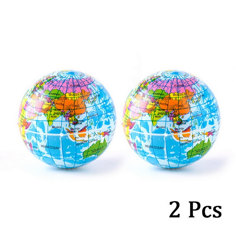 63Mm Aarde Bal Speelgoed Voor Kinderen Schuim Globe Anti Stress Wereldkaart Bal Atlas Geografie Teach Tool Globe palm Bal Planeet: 2pcs