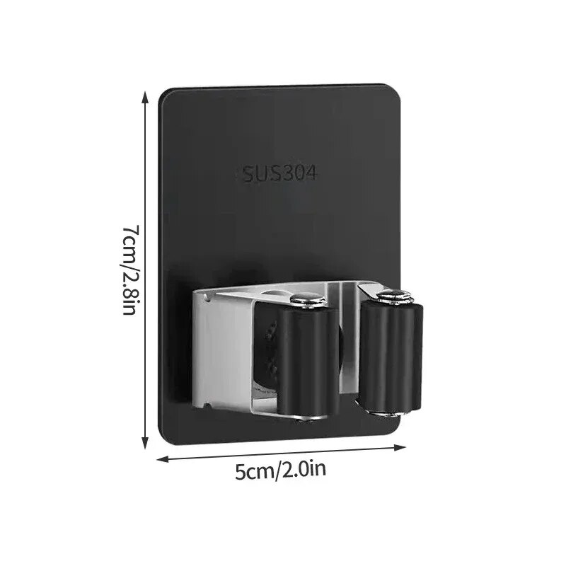 Ganchos multiusos adhesivos para colgar en la pared, estante para fregona, gancho para colgar escoba, organización del baño y la cocina, accesorios organizadores para el hogar ﻿: Negro