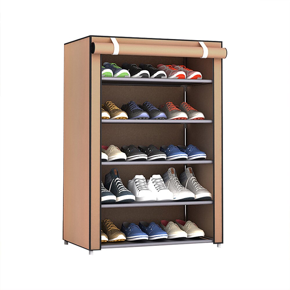 4/5/6/8/10 Lagen Schoenen Rek Met Stofdicht Doek Niet-geweven Stof Schoen stands Organizer Closet Thuis Schoenen Opslag Houder Plank: coffee 6layers