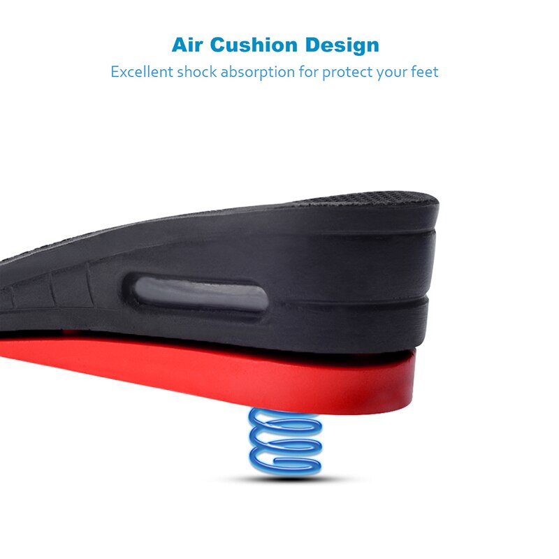 Soumit 2 couches coussin d'air jusqu'à 5.2 cm hauteur réglable augmenter semelles pour hommes Wowen plus grand talon ascenseur chaussures tampons insérer semelles