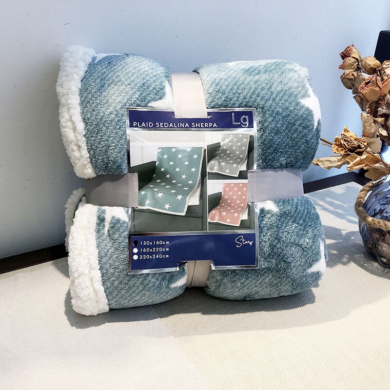 Winter Double-sided Thickened Edelweiss Duvet Cover Cute Cartoon Baby Duvet Cover Sofa Cover Blanket AB Flannel Cover Blanket: Blue / 100x150cm Bed sheet