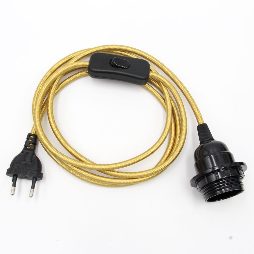 Cordon d'alimentation prise ue 220V AC, câble recouvert de tissu avec interrupteur marche/arrêt, support de lampe en bakélite E27, cordons enfichables pour suspension à monter soi-même