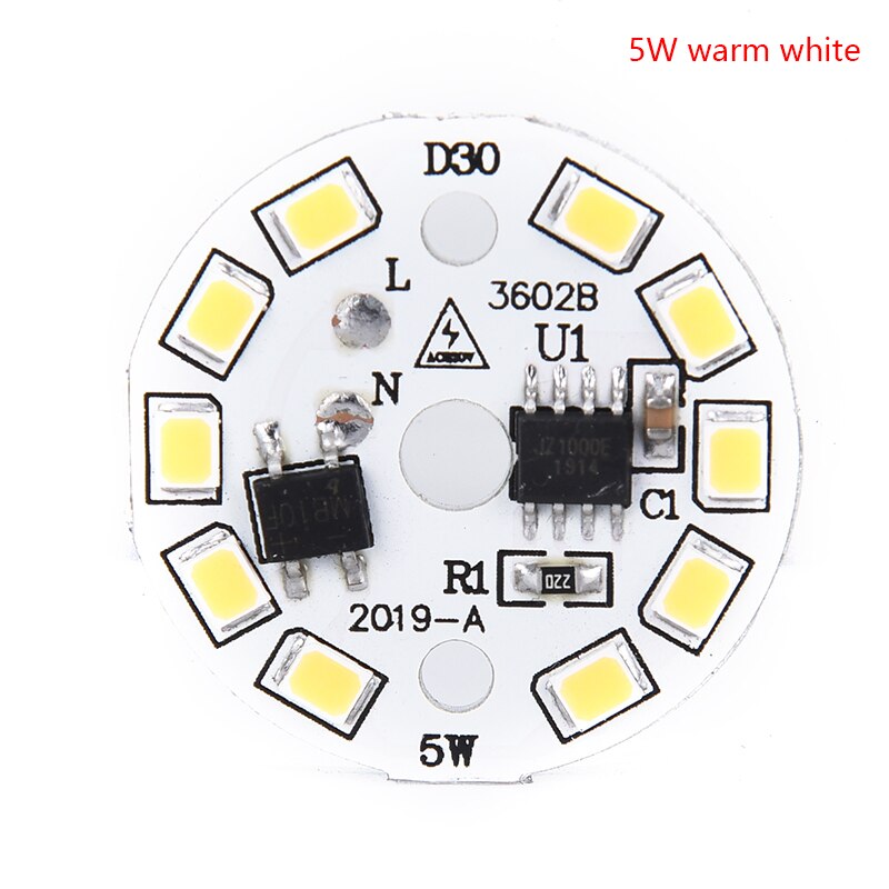 220V LED Bulb Patch Lamp SMD Plate Circular Module Light Source Plate For Bulb Light: 5w warm white