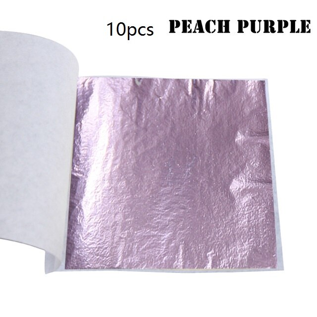 10 Stck Gold Folie Papier DIY Nagel Gold Blatt Blätter Malerei Gold Blatt Papier Harz Dekoration Gold-überzogene Möbel Gold Folie: P Violett 10Stck