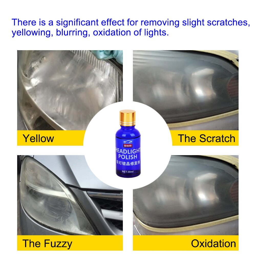 30ML Car Headlamp Polisher Headlight Polishing Liquid Oxidation Rear View Coating Solution Repair Kit Motorcycle Accessories