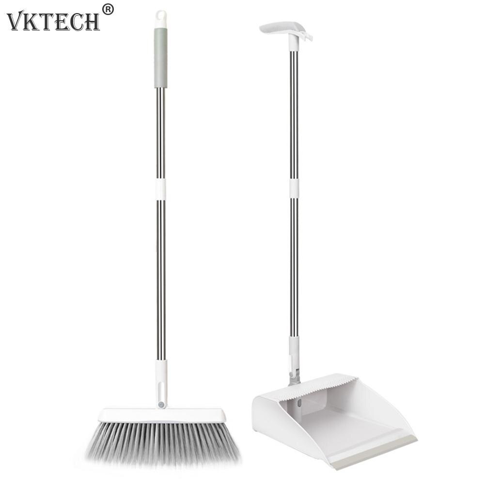 Folding Standing Broom Dustpan Set Rotatable Windproof Floor Cleaning Tool Long Handle Broom Sweep Cleaning Brush Dust Pan