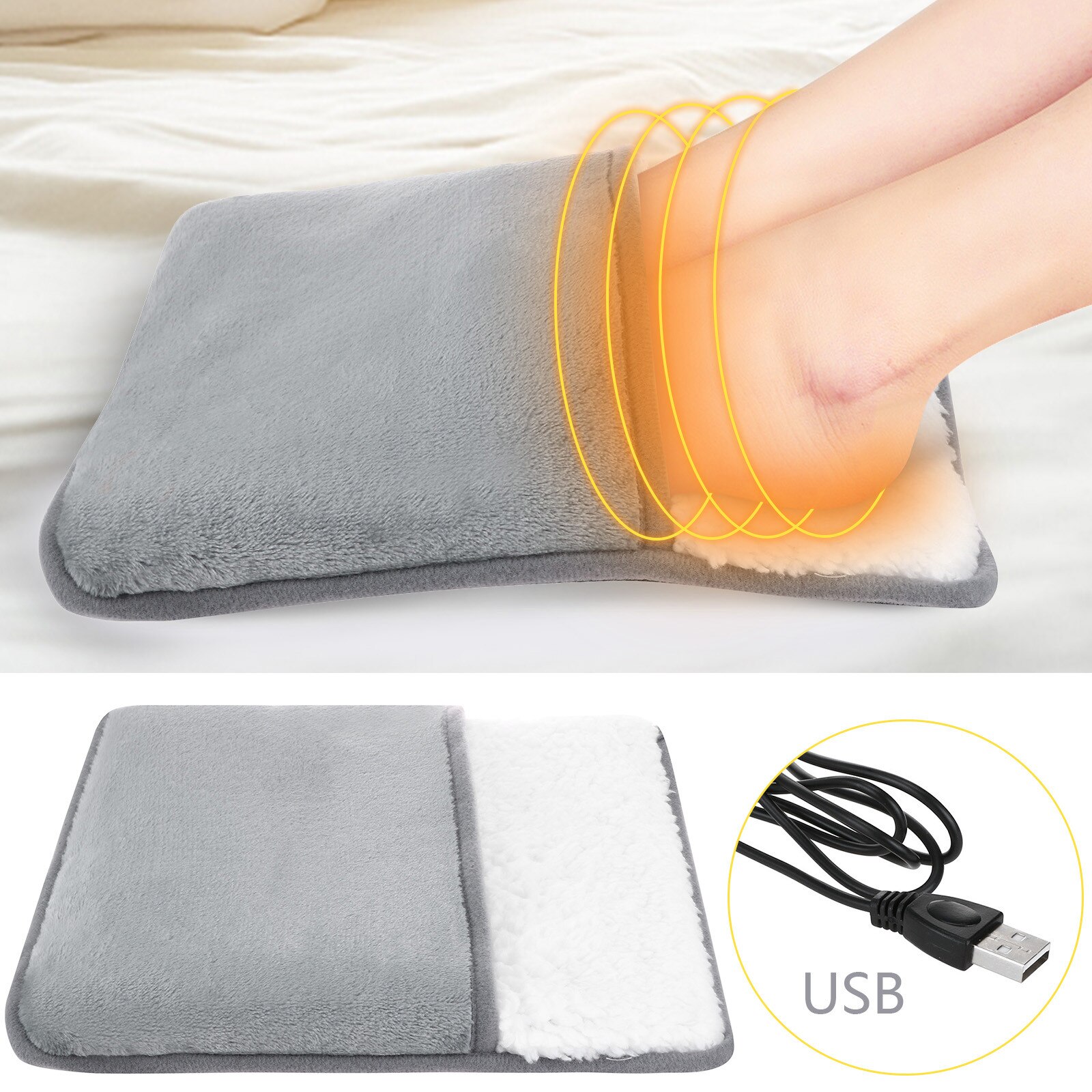 Piedini per cuscinetti riscaldanti elettrici USB pantofole calde scaldapiedi/mani invernali lavabili: Default Title