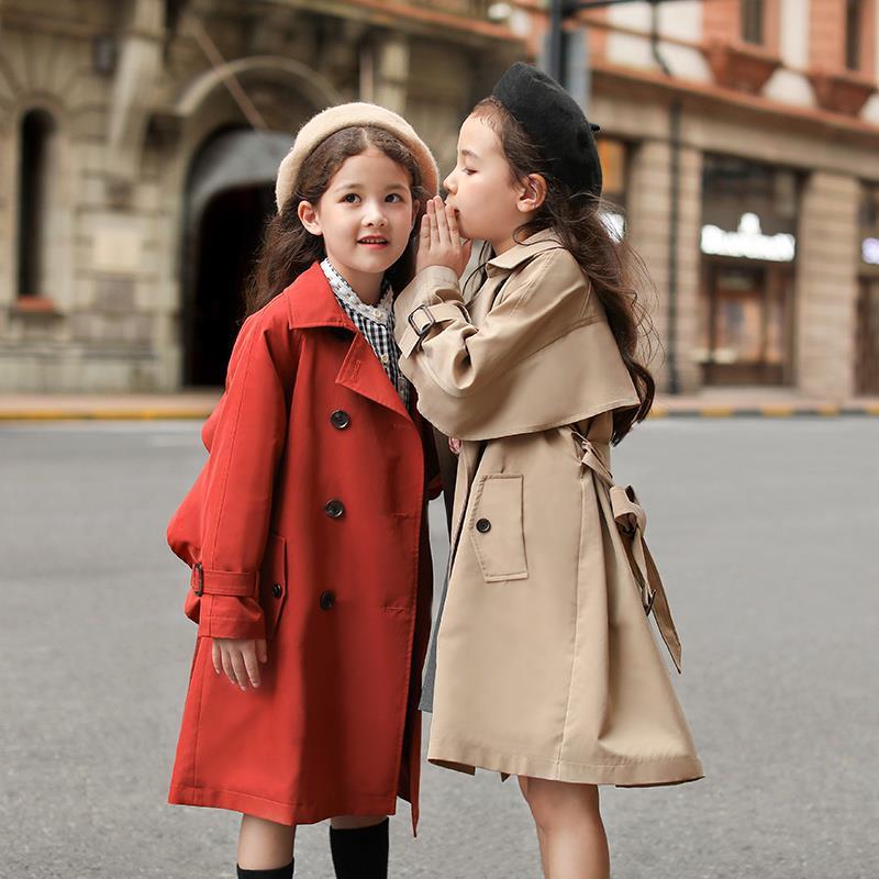 amropi Trenchcoat voor meisjes, enkele rij knopen, windjack, outwear