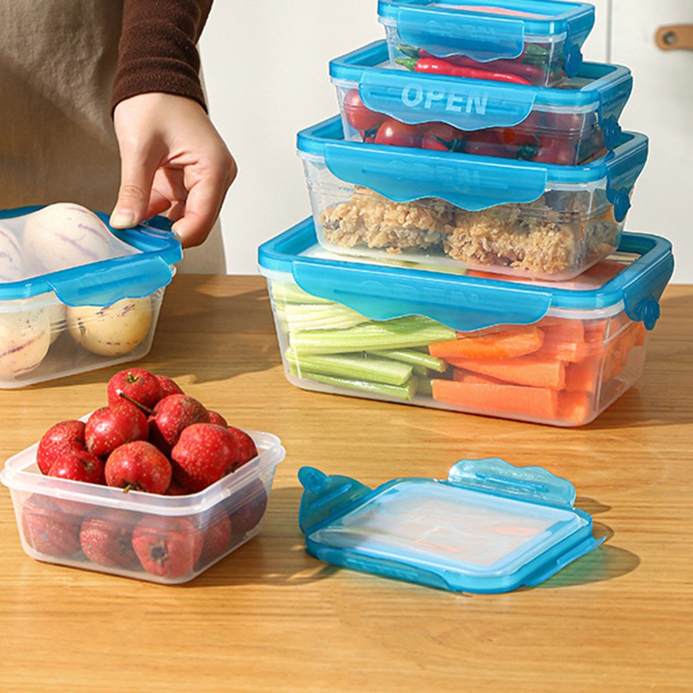 Plastic Food Storage Container Rectangular Fresh-Keeping Food Box for Kitchen