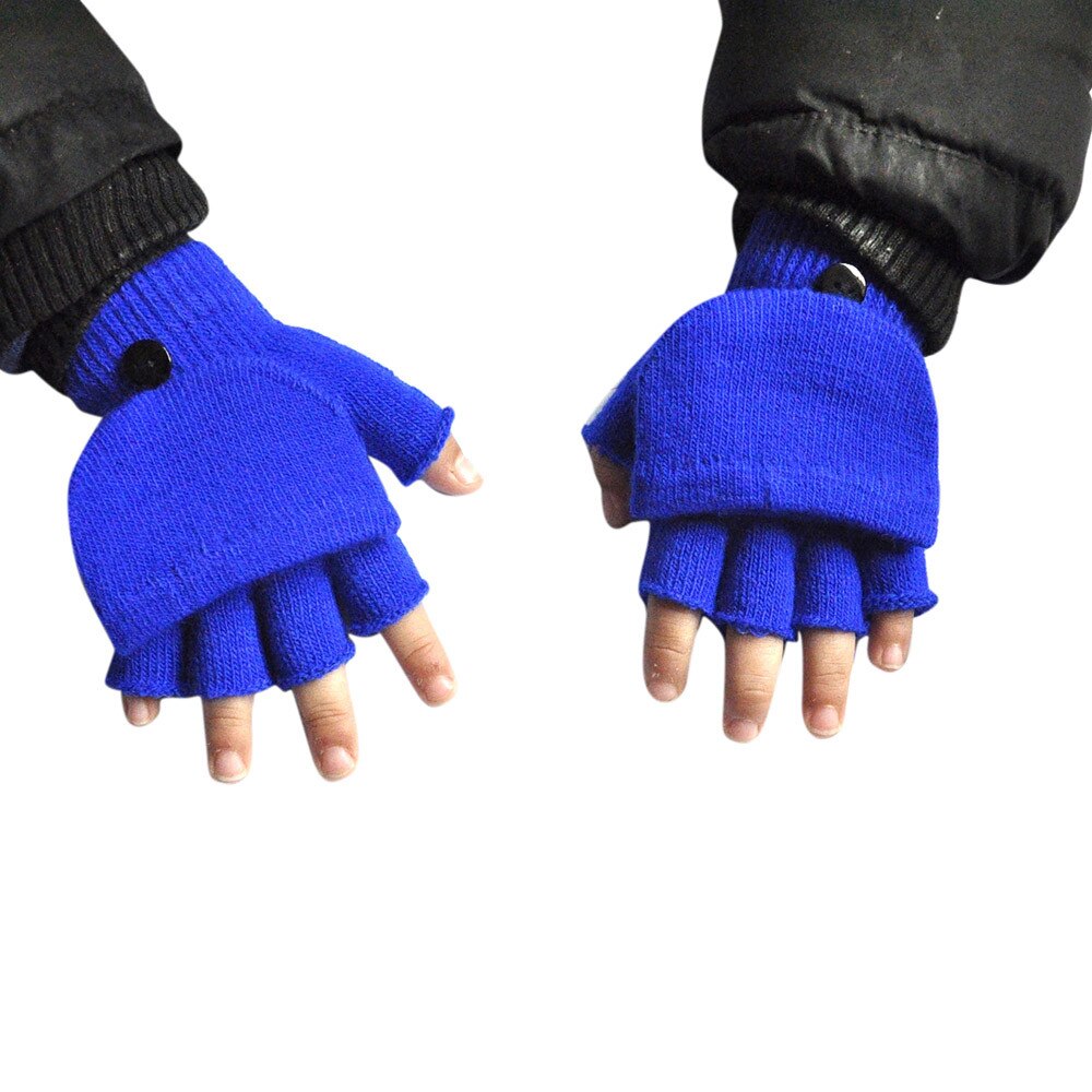 Baby Jungen Mädchen Winter Hand Handgelenk Wärmer Flip Abdeckung Finger Handschuhe Neugeborenen Warme Handschuhe Samt Dicke Kinder: Blue