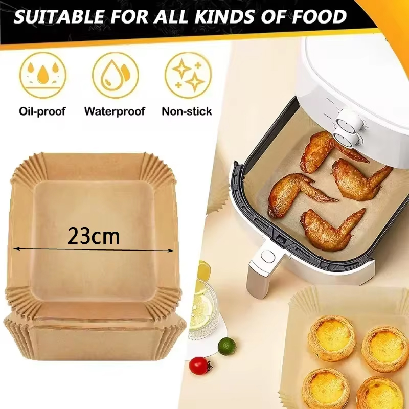 Plateau d'ustensiles de cuisson en papier jetable pour friteuse à Air, tapis antiadhésif, revêtement résistant à l'huile, tampon de Barbecue pour four de cuisine, 50/100 pièces