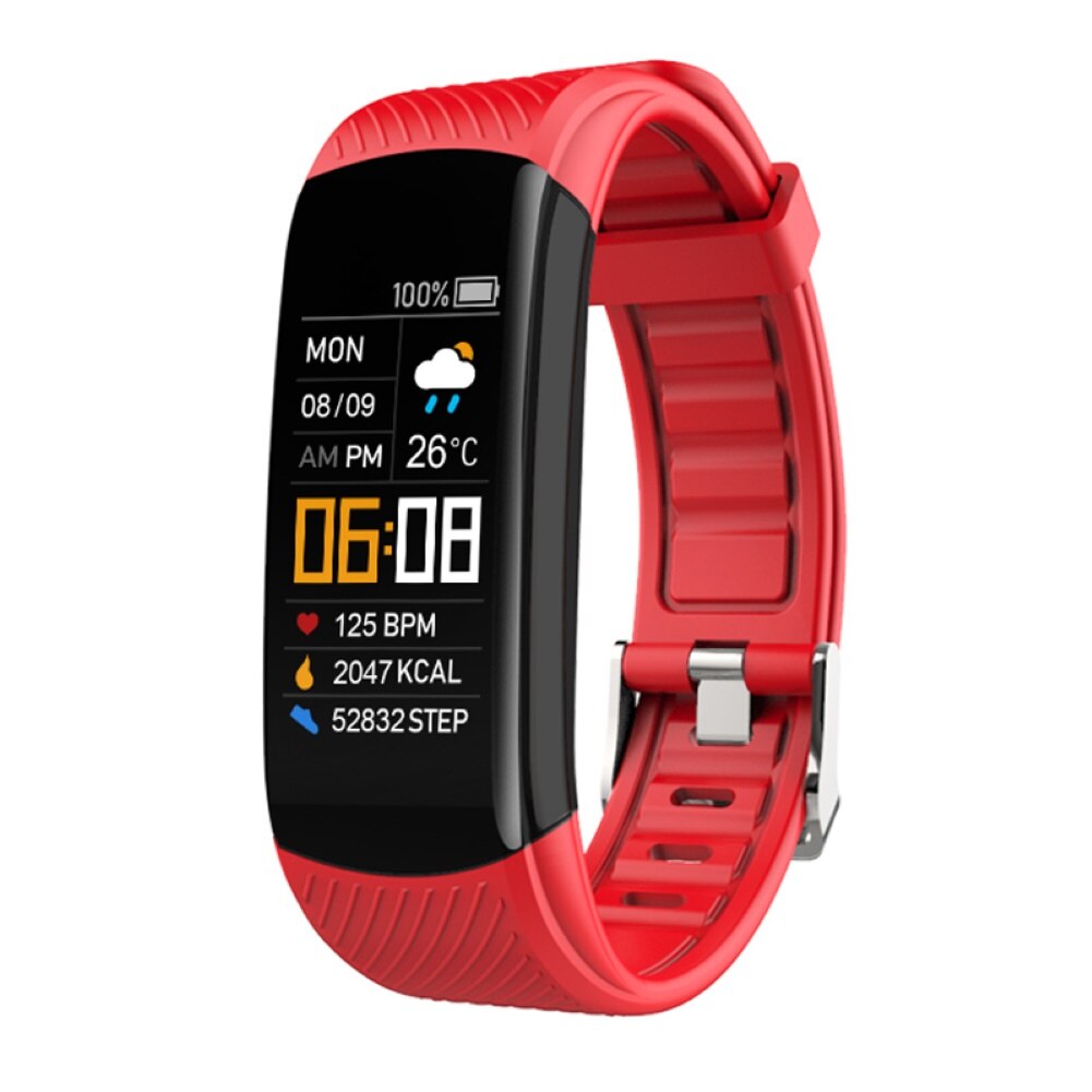 C5S Bluetooth Wasserdicht Herz Rate Schlaf Monitor Fitness Sport Smart Armband: Rot