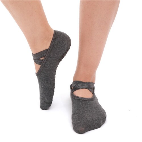 Vrouwen Professionele Anti Slip Bandage Sport Yoga Sokken Dames Ventilatie Pilates Ballet Sokken Dans Sok Slippers: Dark Grey 1