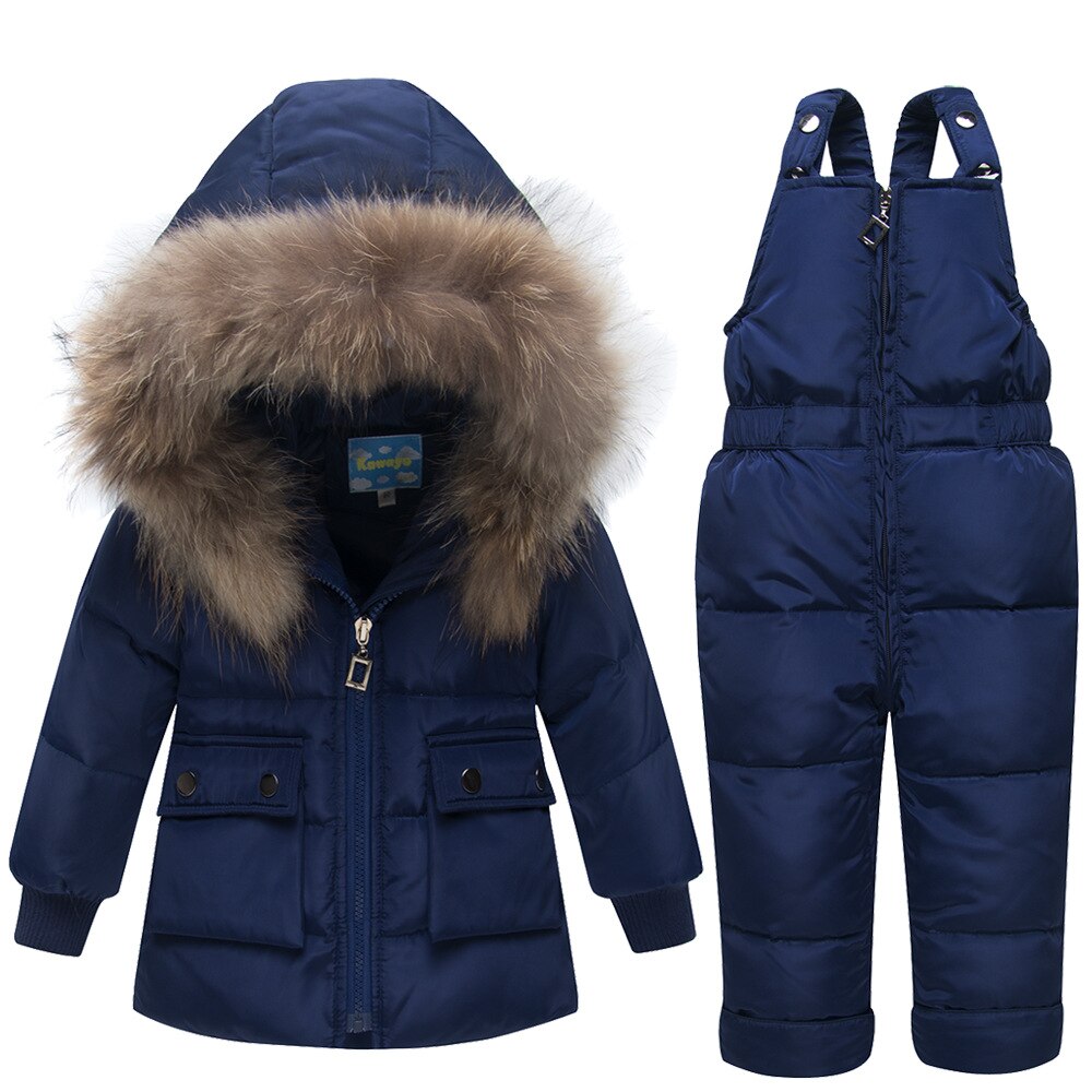Nouvel hiver pour bébé garçon fille costume enfants canard vers le bas ensemble de vêtements bébé veste + pantalon salopette enfants vêtements Snowsuit