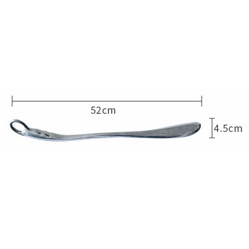 Titanium Alloy Shoe Horn Not Stooped Perforated Comfortable Handle Silver 52CM Simple Portable Home Shoe Lifter: Default Title