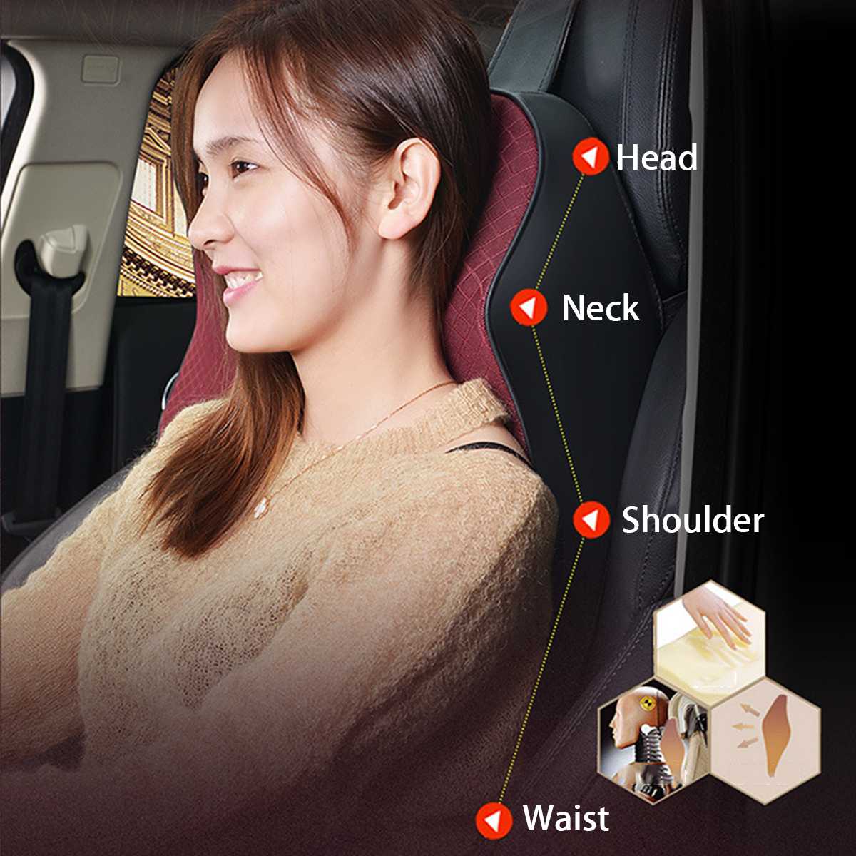 Auto Nekkussen 3D Memory Foam Head Rest Verstelbare Auto Hoofdsteun Kussen Reizen Nekkussen Ondersteuning Holder Seat Kussen