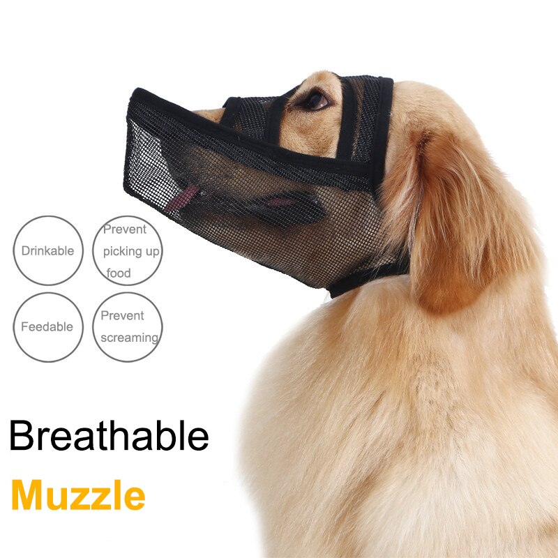 Ademend Hond Snuit Mesh Masker Zachte Hond Snuit Cover met Honden Haak Lus Stop Bijten Blaffen en Kauwen Verstelbare