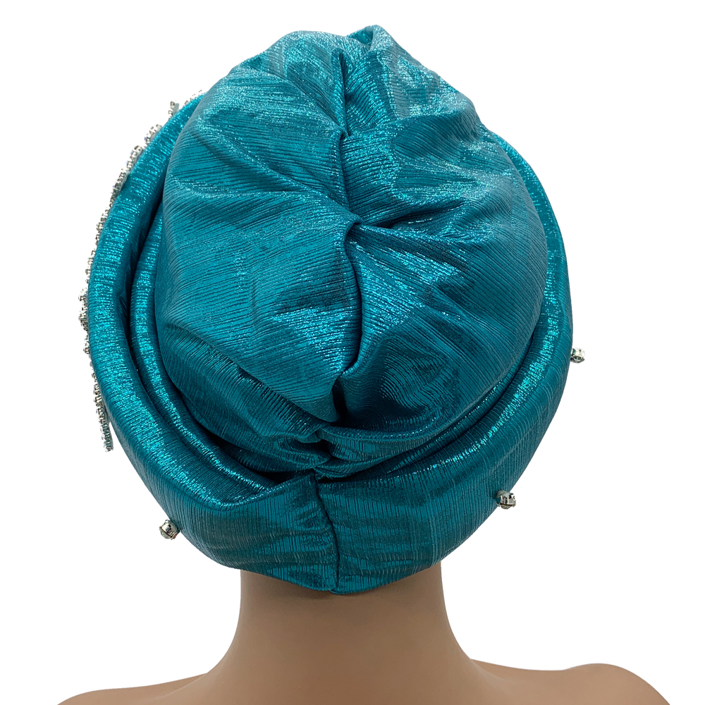 Luxus Strass Turban Hütte für Frauen Afrikanische wickeln Kopf Kopfbedeckung Nigeria Auto Gele Headtie Turbante Mujer
