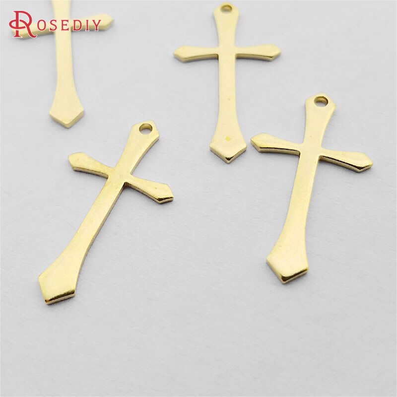 (30340)30PCS 24x13MM Not plated color Brass Cross Charms Pendants Diy Jewelry Findings Accessories