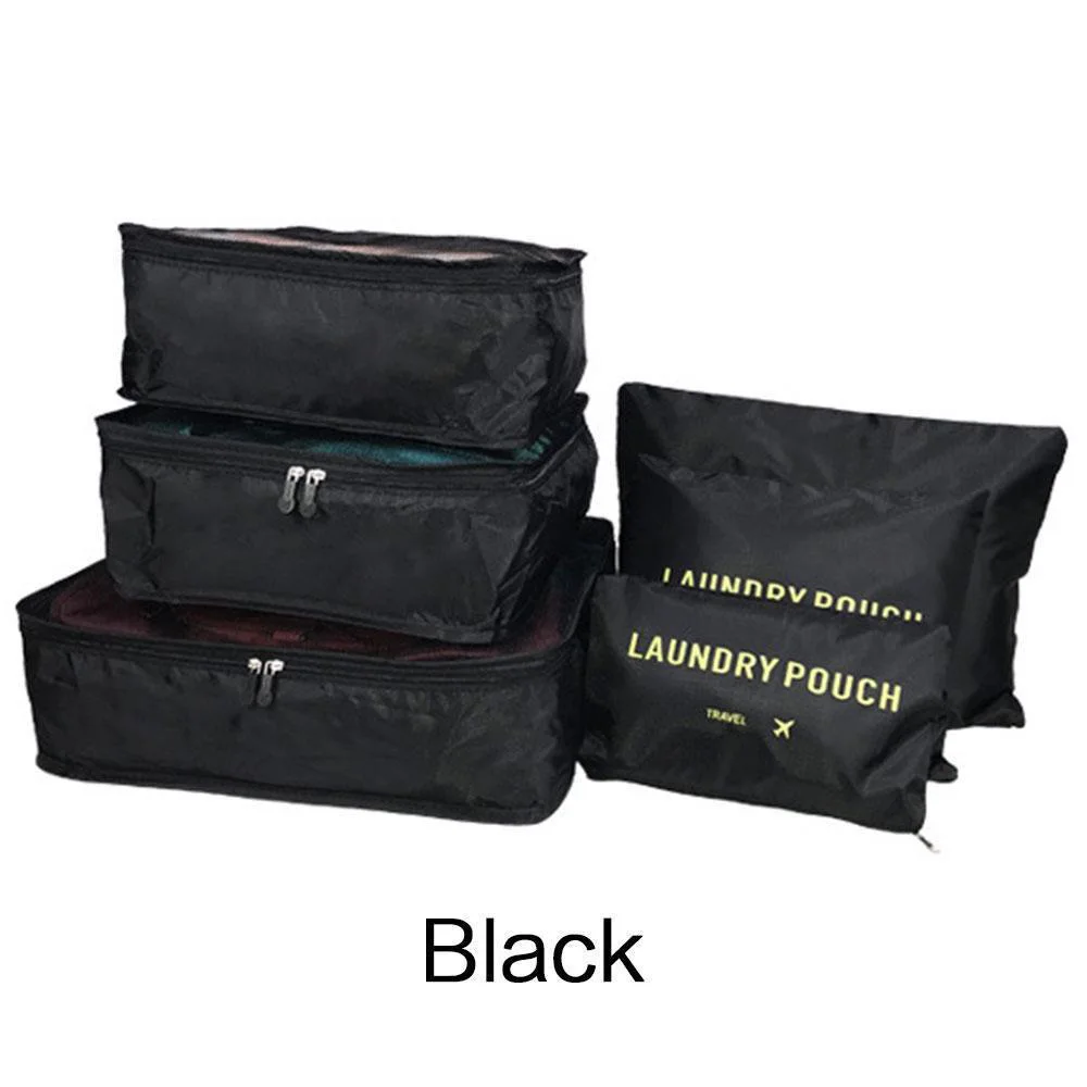 6Pcs/Set Travel Luggage Cubes Set - Foldable Storage Bags for Clothes, Shoes, Underwear, and Accessories, Suitcase Organizer