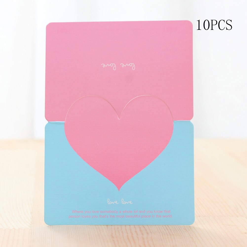 10pcs/bag Mixed Color LOVE Heart Shape Greeting Card Valentines Day Card Wedding Invitations Card Romantic Thank You Cards: Light blue