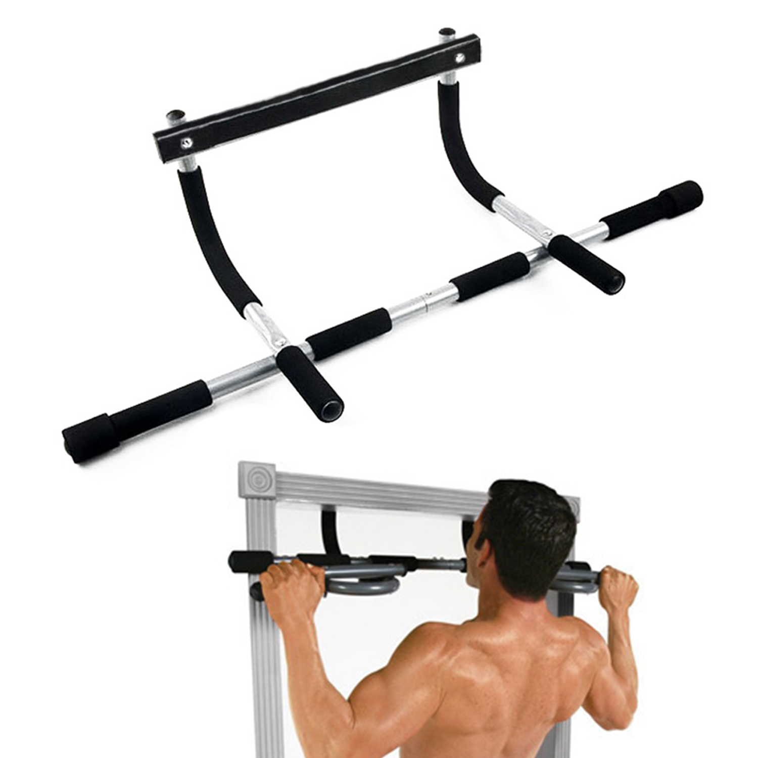 Barra de tracción para entrenamiento de fuerza, 220LB, Fitness, abdominales, ejercitar músculo, estiramiento sobre tirador de puerta, barra para cuerpo para el hogar: Default Title