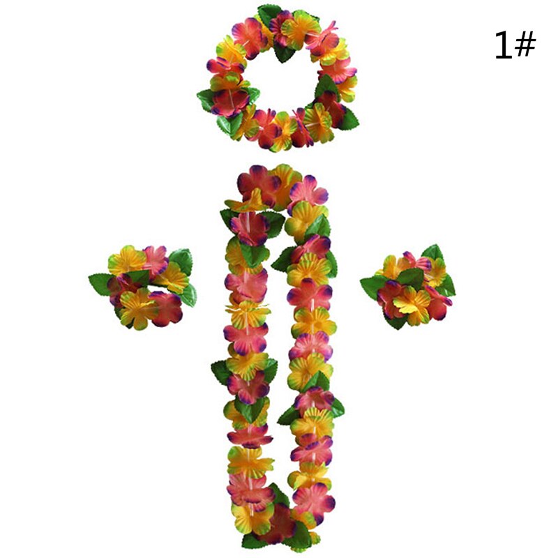 4 stk/sæt fancy kjole kunstig hawaiiansk blomst leis guirlande halskæde fest hawaii strand sjove blomster gør-det-selv fest dekoration: -en
