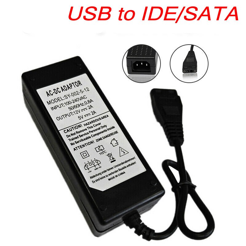 Adaptador de fuente de alimentación de 12V/5V 2.5A USB a IDE/SATA, disco duro/HDD/CD-ROM AC DC,