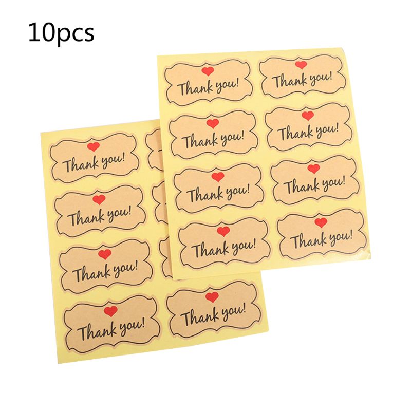 10 Sheets/80 Stickers Simple \"Thank you\" Letters Print Label Stickers Craft 449C