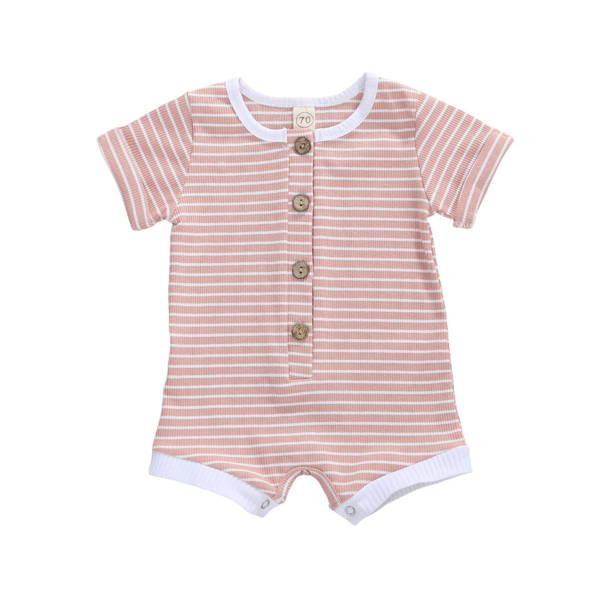 0-18M infantile bébé filles garçons barboteuse rayé imprimé manches courtes simple boutonnage combinaisons 5 couleurs: B / 18M