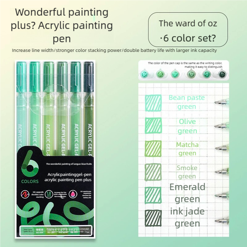 LANGUO-rotuladores resaltadores de 6 colores, marcadores artísticos de pintura acrílica no tóxicos de secado rápido para estudiantes, suministros de papelería coreana: Azul
