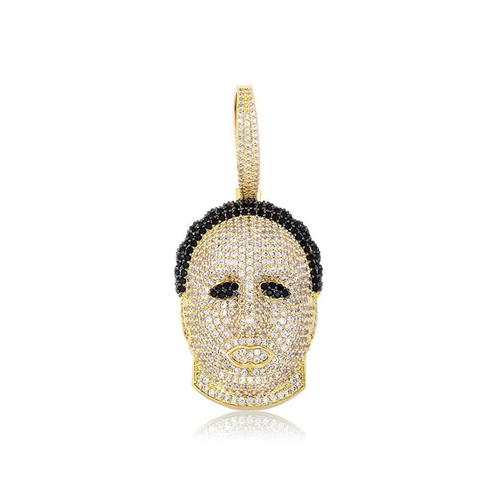 MaxBling81 Hip Hop Iced CZ Pendant – Wu Tang Charm Style – White Gold Plated Alloy – Silver Tone – Large