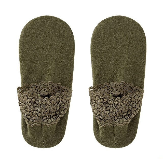 1 Pairs Thicken Winter Lace Women Socks Warm Thermal Soft Solid Color Socks Wool Cashmere Snow Velvet Socks Home Floor Socks: green