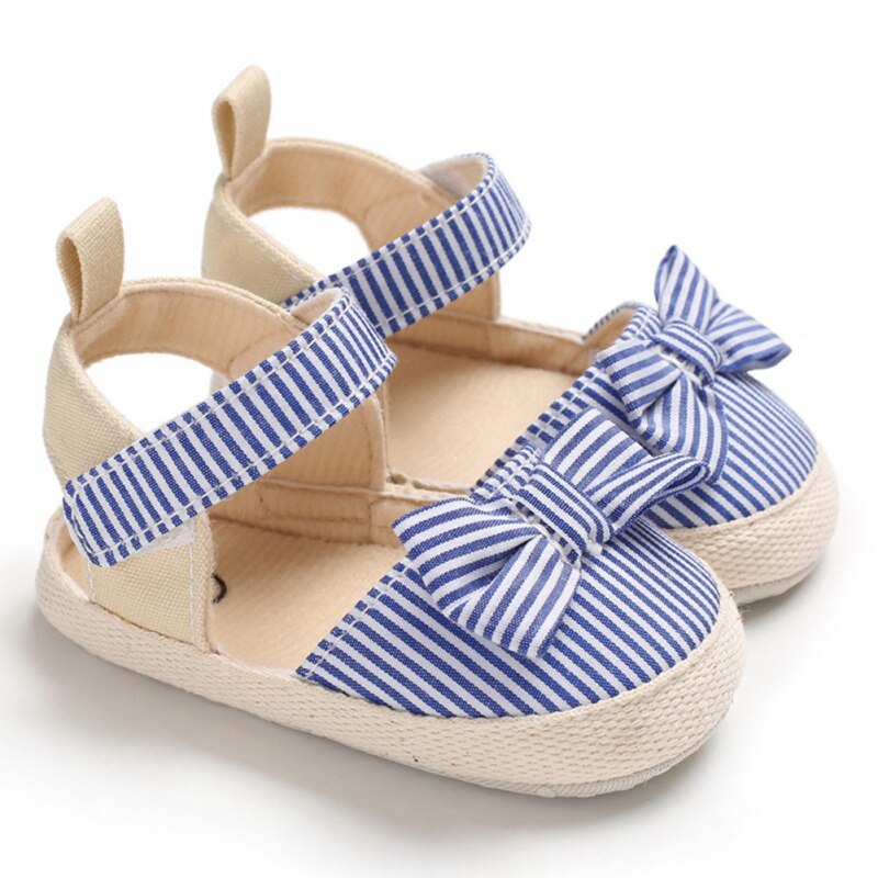 Baby Meisje Ademend Streep Patroon Anti-Slip Schoenen met Strik Casual Sneakers Peuter Zachte Zolen sandalen