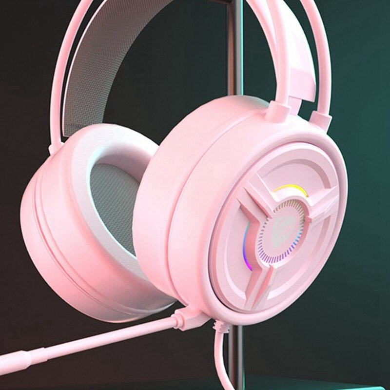 Roze Kat Oor Bedrade Headset Met Opvouwbare Microfoon Headset Gaming Headset Desktop Laptop Gaming Headset