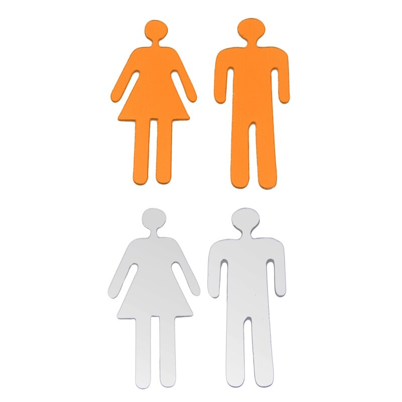 3D Acrylic Bathroom Mirror Stickers Woman&Man Toilet Sign Mirror Wall Sticker Home Hotel Washroom Door Sign Mirror Sticker