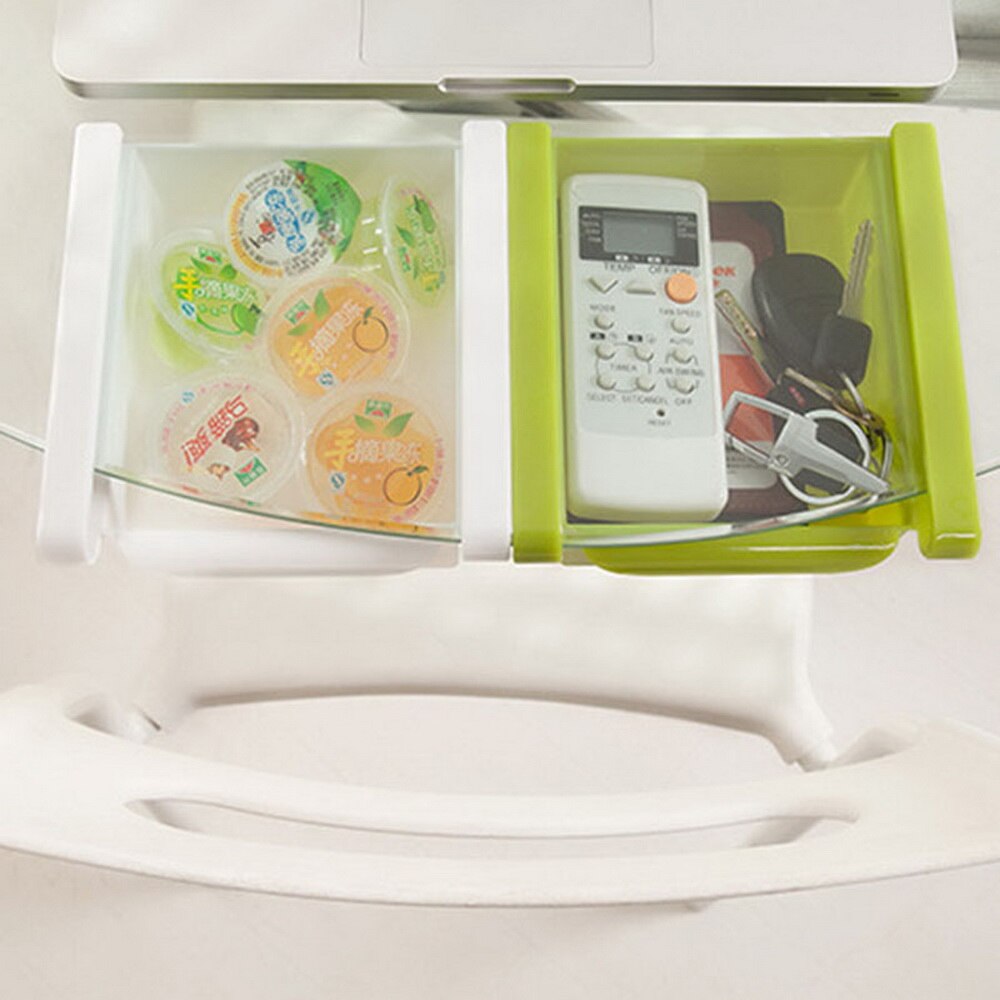 Mini ABS DIY Slide Kitchen Fridge Freezer Space Saver Organization Storage Rack Bathroom Shelf Rack Organizer Holder