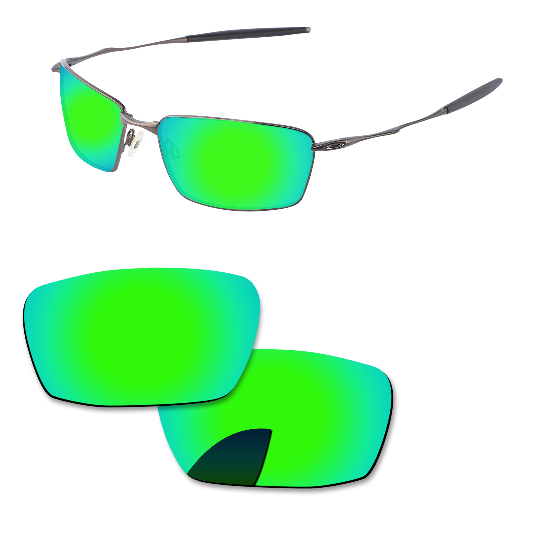 Alphax Vervanging Lenzen Voor-Oakley Vierkante Snorhaar Zonnebril Gepolariseerde-Meerdere Opties: Emerald Green