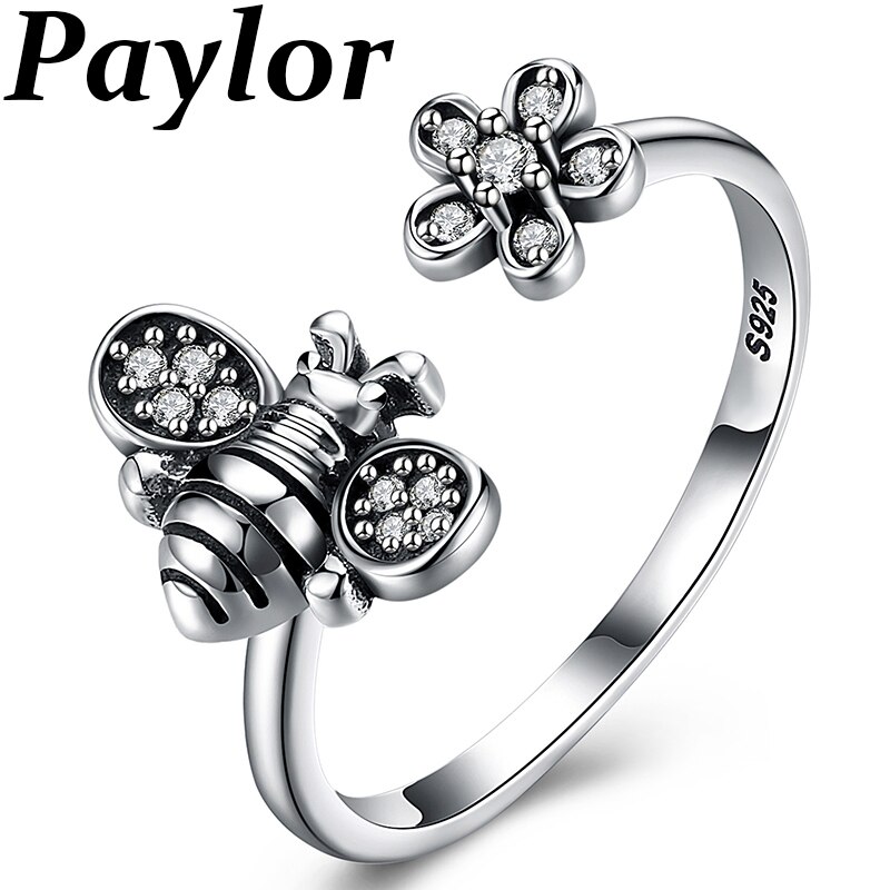 Paylor Mode Zilveren Leuke Bee & Poëtische Daisy Bloem Open Vinger Ring voor Vrouwen Engagement Bruiloft Sieraden Cadeau